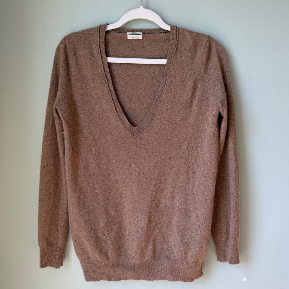 Wallace Sweater Deep V-Neck Brown Cashmere Wool Rabbits Hair Blend Size Small